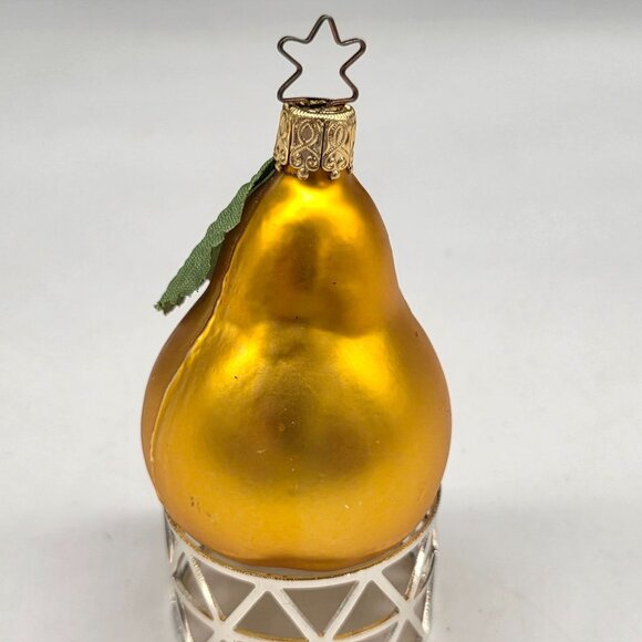 Inge Glas Pear German Glass Christmas Ornament Orange 3" - Picture 2 of 6